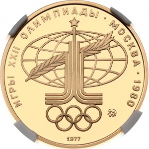 Rusko SSSR 100 rublů 1977 ММД Olympijské logo NGC PF 70 ULTRA CAMEO TOP POP