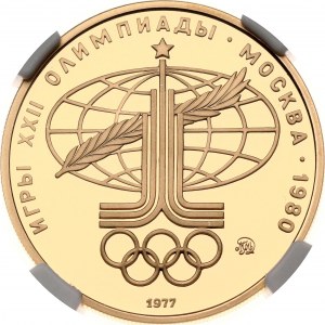 Rusko SSSR 100 rublů 1977 ММД Olympijské logo NGC PF 70 ULTRA CAMEO TOP POP