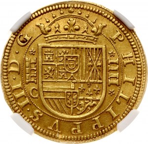 Španělsko Segovia 4 escudos 1607 C Segovia NGC MS 62 TOP POP