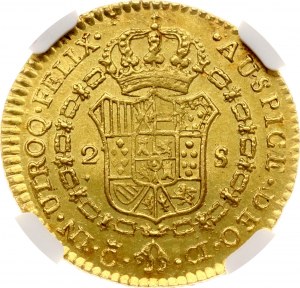 Španielsko 2 escudos 1812 CCI NGC MS 62