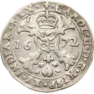 Spanish Netherlands Flanders 1/2 Patagon 1672 (R1)