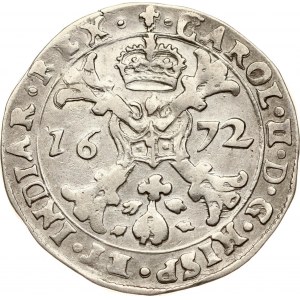 Pays-Bas espagnols Flandres 1/2 Patagon 1672 (R1)