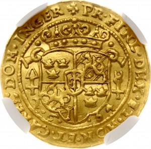 Szwecja Erfurt Dukat 1634 NGC AU SZCZEGÓŁY