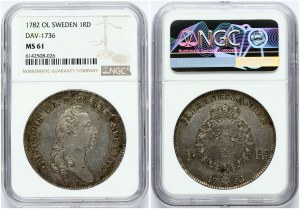 Szwecja Riksdaler 1782 OL NGC MS 61