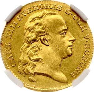 Švédsky dukát 1812 OL NGC UNC DETAILY