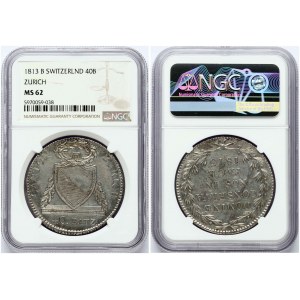 Zurich 40 Batzen 1813 NGC MS 62