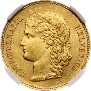 Switzerland 20 Francs 1890 B NGC MS 62