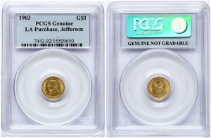USA 1 Golden Dollar 1903 Jefferson PCGS Genuine