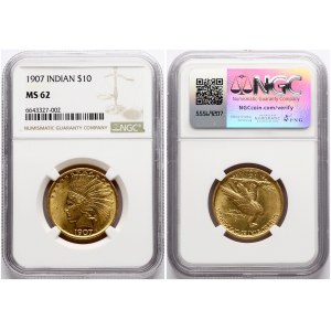 USA 10 Dollars 1907 Star mark on head NGC MS 62