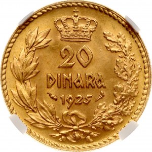 Jugoslávie 20 Dinara 1925 NGC MS 64