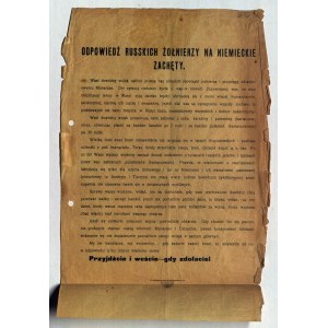 ODPOWIEDŹ ruskich żołnierzy na niemieckie zachęty - 1914