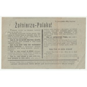 [RYBNIK]. Żołnierzu-Polaku!, ulotka wzywająca Polaków służących w armii niemieckiej do przechodzenia na stronę Sowietów