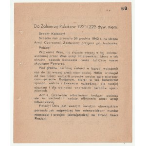 DO ŻOŁNIERZY-POLAKÓW 122 i 225 dyw. niem. - 1943 r.