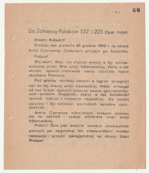 Vojákům-polákům 122. a 225. německé divize. - 1943 r.