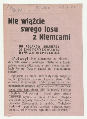 NIE WIĄŻCIE swego losu z Niemcami - 28.03.1944