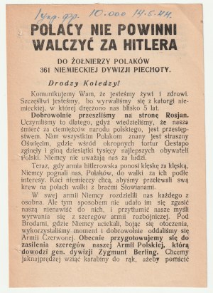 POLACY nie powinni walczyć za Hitlera - 14.05.1944