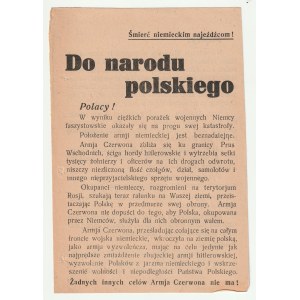 TO THE POLISH NATION - 1944, the leaflet assured that the Russians had no desire to annex Polish territory