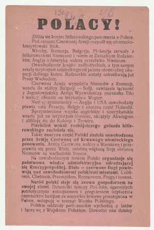 POLAKEN! - Flugblatt vom Oktober 1944, schrieb über den Verlust von Verbündeten durch das Dritte Reich