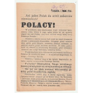 POLACY! - 15.12.1944, ulotka rozpowszechniająca wiadomość o planach III Rzeszy dotyczących mobilizacji do niemieckiego wojska Polaków