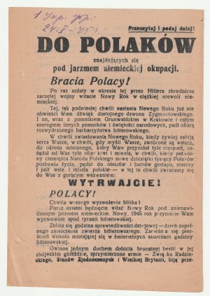 an das polnische Volk unter dem Joch der deutschen Besatzung - 24.12.1944