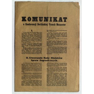 COMMUNICATION about the Berlin Conference of the Three Powers.