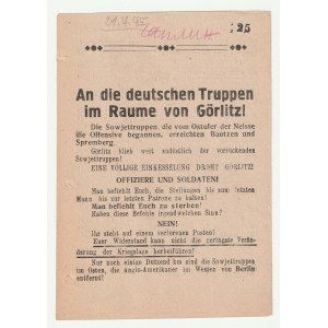 [ZGORZELEC]. To the German forces in the area of Zgorzelec!. 21.04.1945