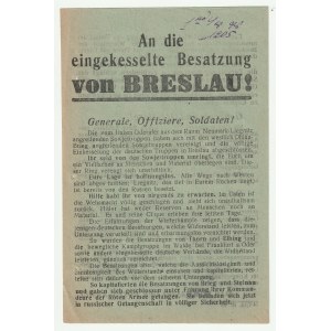 AN DIE eingekesselte Besatzung von Breslau! (Obkľúčenej posádke Breslau!) - 12.02.1945.
