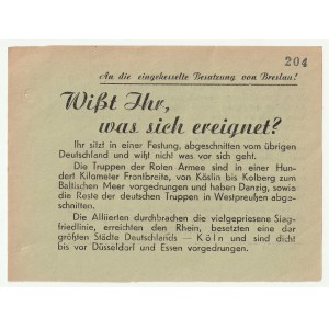 WIßT Ihr, was sich ereignet? (Do you know what is happening?) - 09.03.1945