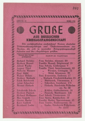 GRÜßE aus russischer Kriegsgefangschaft (Pozdravy z ruského zajatia) - 18.03.1945.