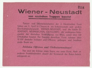 WIENER-NEUSTADT von russischen Truppen besetzt („Wiener-Neustadt zajęte przez siły rosyjskie”) - 04.04.1945