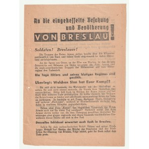 AN DIE eingekesselte Besatzung und Bevölkerung von Breslau! (To the surrounded garrison and population of Breslau!) - 20.04.1945