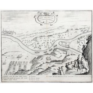 SPIT MĄTOWSKA. Assedio di Mątowska Spit da parte di J. S. Lubomirski nel 1656; fortificazioni visibili della fortezza e l'esercito di Lubomirski con l'artiglieria d'assedio.