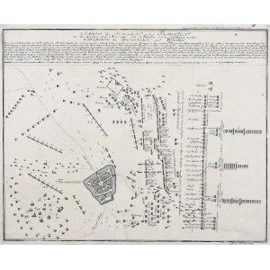 WSCHOWA. Plan bitwy pod Wschową stoczonej między armią szwedzką a rosyjsko-saską 13 lutego 1706. Ryt. J. Haas.