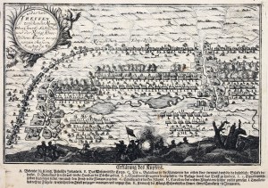 WSCHOWA. Plan of the battle of Wschowa fought between the Swedish and Russian-Saxon armies on February 13, 1706.
