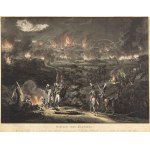 GDAŃSK. Oblężenie miasta przez wojska napoleońskie w 1807 r. - na pierwszym planie scena obozowa, w tle widok ostrzeliwanego Gdańska; rys. i ryt. I. L. Rugendas (1775-1826)