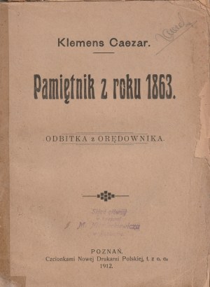 CAEZAR Klemens. Pamiętnik z roku 1863