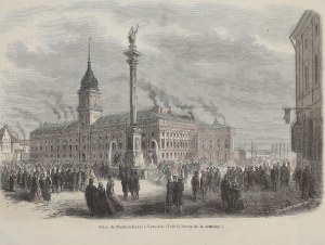 VARŠAVA. Zámecké náměstí, 1863, kresba G. Duranda