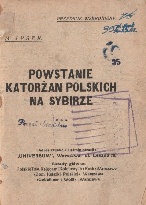LYSEK M. Powstanie katorżan polskich na Sybirze. Wyd. ok. 1930