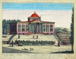 JELENIA GÓRA, CIEPLICE ŚLĄSKIE-ZDRÓJ. Galerie dans le parc des thermes ; eng. J. Carmine, Augsbourg, vers 1800