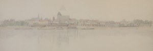 TORUŃ. Panorama der Stadt vom Weichselufer aus; anonym, unten das Datum 22. Juli 1944