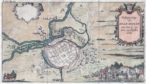 POZNAŃ. Pianta dell'assedio della città nel 1704 durante la Terza Guerra del Nord