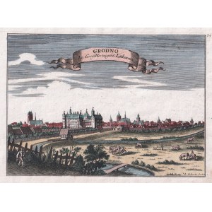 GRODNO (biał. Го́радня). Panorama miasta; ryt. i wyd. G. Bodenehr, Augsburg, ok. 1730