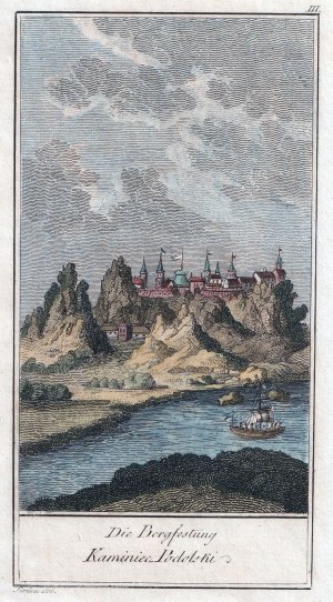 KAMIENIEC PODOLSKI (ukr. Кам'янець-Подільський). Vista della fortezza; compilato da. A.F.W. Sadebeck (pseud. Sirisa), 1807