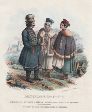LVOV (ukr. Львів). Stadtbewohner aus der Umgebung von Lemberg in traditionellen Kostümen