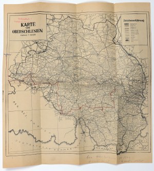 HORNÍ SLEZSKO, KATOWICE, KOSTUCHNA, PIOTROWICE. Mapa Horního Slezska; po roce 1939