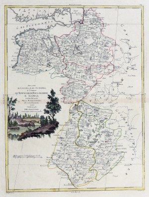 LIVONIA, ESTÓNSKO. Mapa Livónska a Estónska s Novgorodskou, Belgorodskou a Kyjevskou guberniou