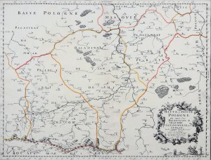 MAŁOPOLSKA. Mapa Malopoľska s vyznačeným rozdelením na Krakovské, Sandomierske a Lublinské vojvodstvo; zostavil. N. Sanson d'Abbeville