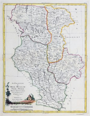 MIŃSK, MŚCISŁAW, POŁOCK, VITEBSK. Mappa delle province di Minsk, Mstislav, Polotsk e Vitebsk; compilata da. G.A. Rizzi Zannoni