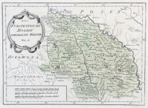 MOLDOVSKO. Mapa severnej časti Moldavska; ryt. I. Albrecht