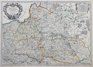 POLSKA (zwana w I RP KORONĄ), WIELKIE KSIĘSTWO LITEWSKIE, UKRAINA, WOŁYŃ. Mapa ziem Rzeczpospolitej; ryt. L. Cordier, wyd. A.H. Jaillot i G. Sanson